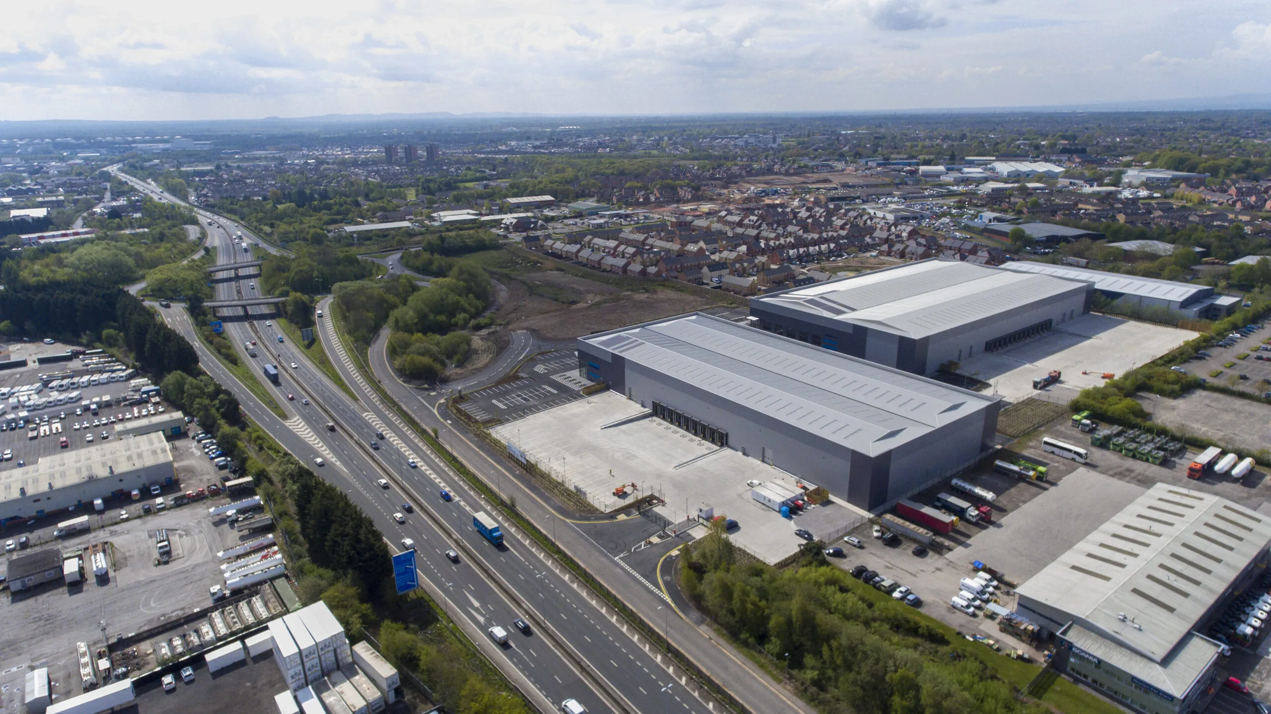 A warehouse near a motorway.